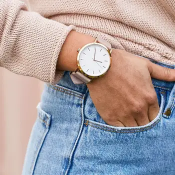 

2019 New Arrival Women Watch Minimalist Leather Band Stainless Steel Analog Quartz Wristwatch Lady Luxury Watches Montre Femme