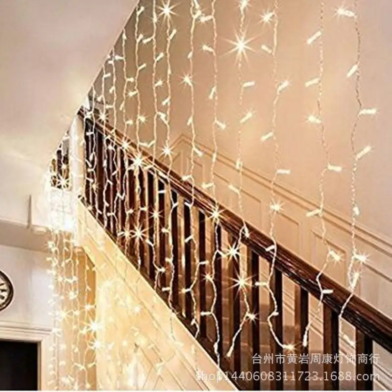 

LanLan 300LEDs Curtain Icicle String Light with Tail Plug for Christmas Outdoor Decoration EU Plug 220V