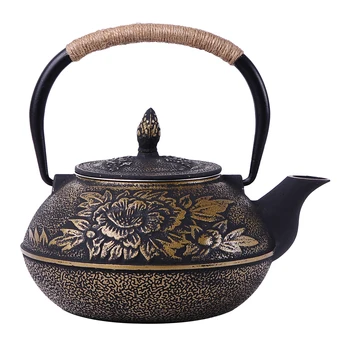 

Uncoated teapot iron teapot iron pot, peony big iron pot 900 ml