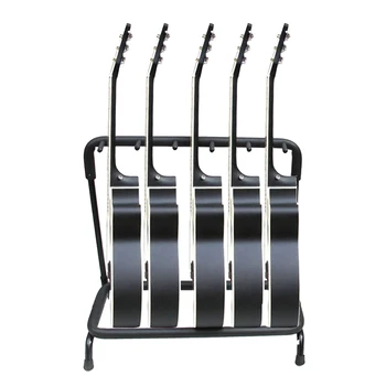 

Space-saving Guitar Folding Stand Rack Band Stage Bass Acoustic Guitar Holder, 5 Guitars