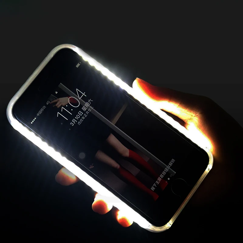 

Case For iPhone X 7 8 Plus Light Up Selfie Flash Phone Case Light Artifact For Apple iPhone 7 8 Plus 6 6S 5S 5C 5 SE Cover Film