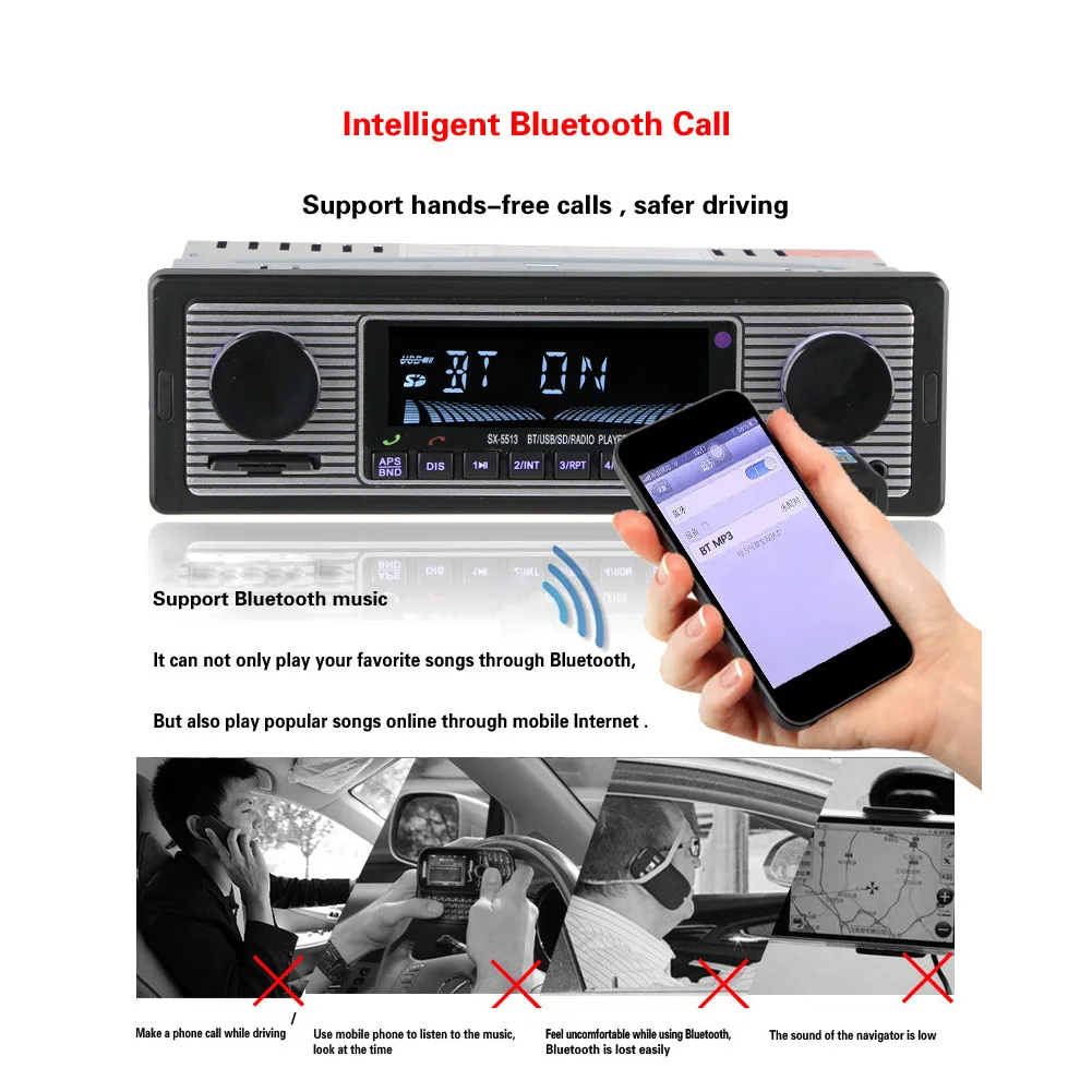 Classic Bluetooth Audio LCD Display FM Music MP3 Player Stereo font b Radio b font USB