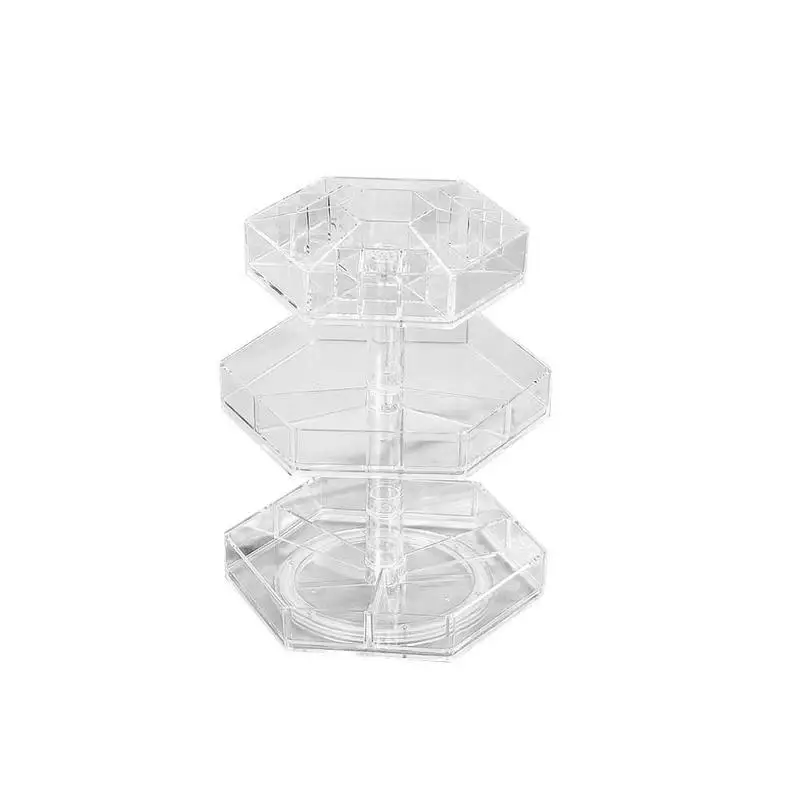 

Rotating Makeup Organizer Kit 360 Degree Rotary Three-Layer Shelf Transparent Acrylic Lipstick Skin Care Receiving Shelf