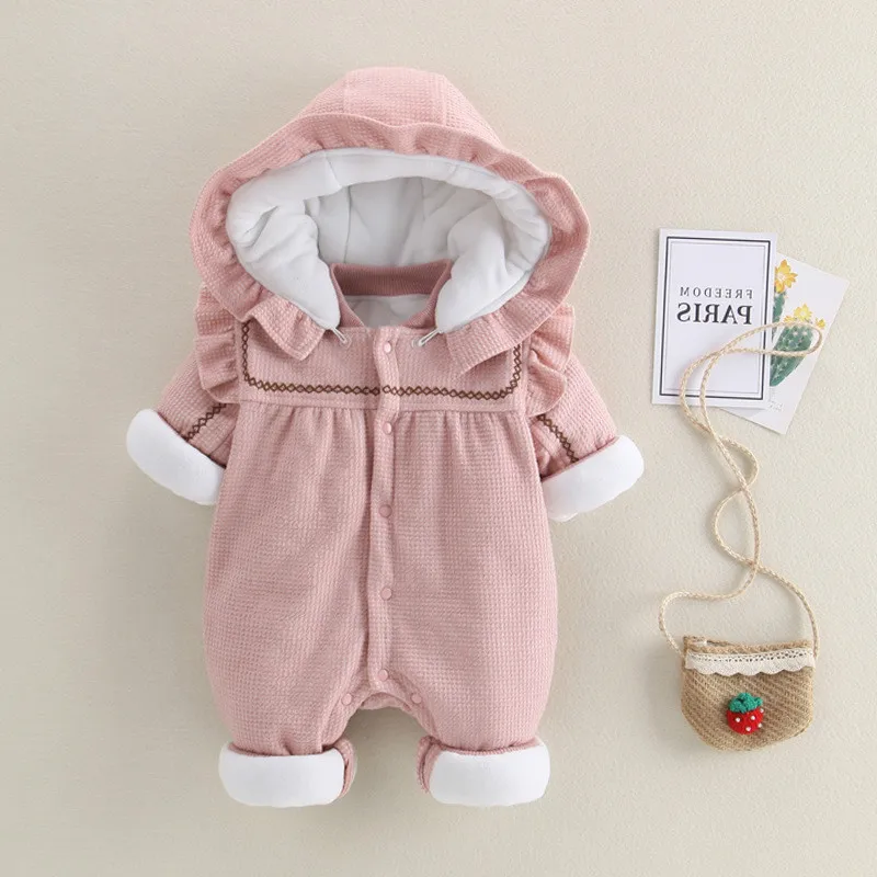 

2019 New Years Winter Overalls Newborn Velvet Romper Fleece Infant Boy Girl Toddler Warm Thicken Knitted Cute Baby Clothes