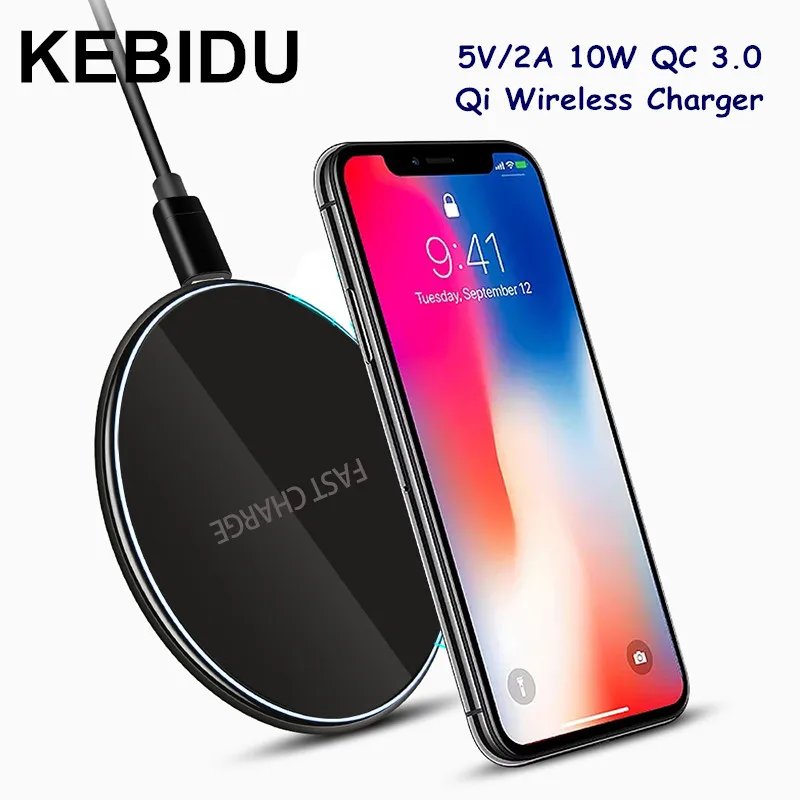 Беспроводное быстрое зарядное устройство Qi 5 В/2 а 10 Вт QC 3 0 подходит для Samsung IPhone