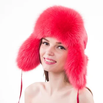 

New Style Lady Real Fox Fur Hat 100% Natural Soft Genuine Fox Fur Cap Women Fashion Casual Warm Real Fox Fur Caps