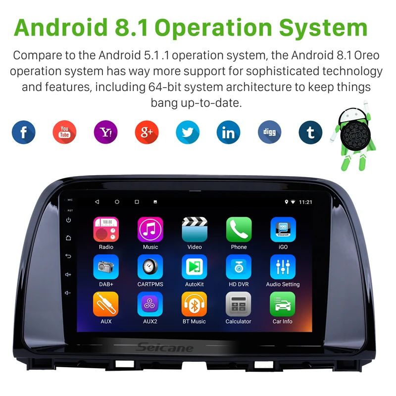 Cheap Seicane Quad Core 9 inch Android 9.0 for 2012-2015 Mazda CX-5 1024*600 Car GPS Navi Stereo Player support Steering Wheel Control 1