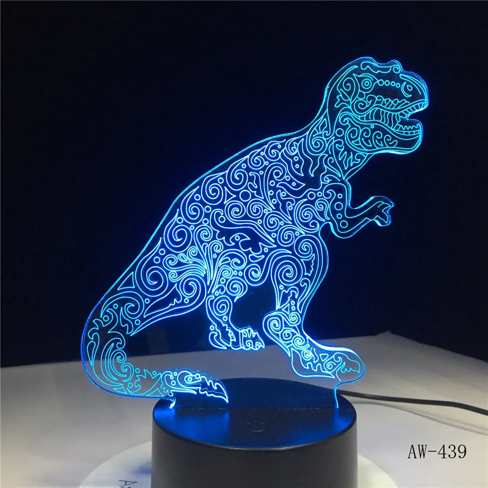 3d-светильник Teratosaurus с динозавром тираннозавром Рекс настольная лампа 7 цветов