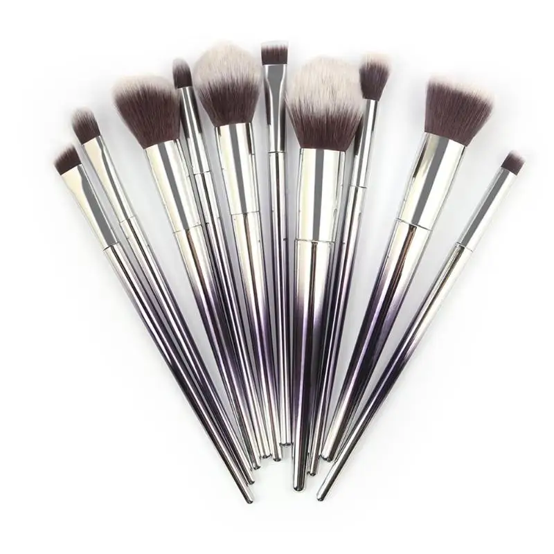 

10pcs/set Mirror Cosmetic Brushes Laser Gradient Eyeshadow Brush Makeup Kit