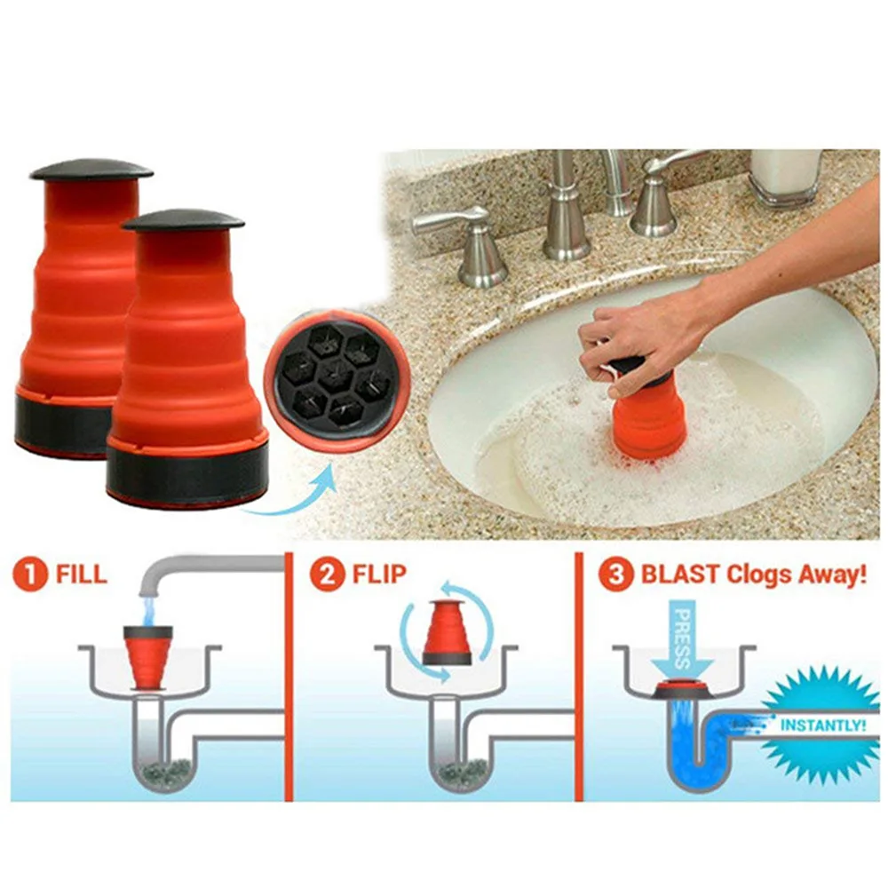 Manual Portable Clog Remover Clog Cannon Air High Pressure Powerful Drain Blaster Pump Blaster Cleaning Tool for Kitchen Toil B3