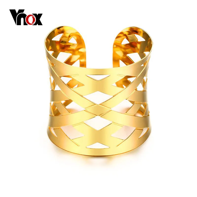

Vnox Hollow Cross Wide Wrap Cuff Bangles Bracelets for Women Jewelry Gold-color Costume Statement Bracelets Jewelry