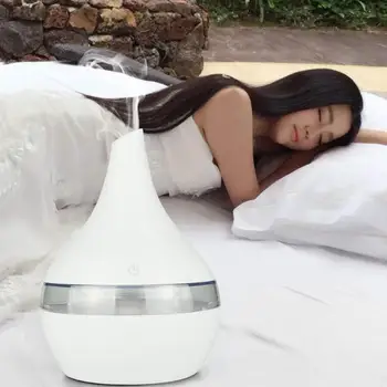 

300ml USB Wood Grain Diffuser Ultrasonic Aromatherapy Humidifier Air Purifier 7 Color Change LED Light for Office Home Car