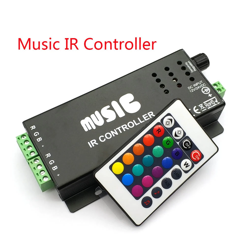 

IR Controller DC12-24V 24 Keys Music Controller IR Remote RGB Controller Sound Sensitive for 5050 3528 Led Strip Light L