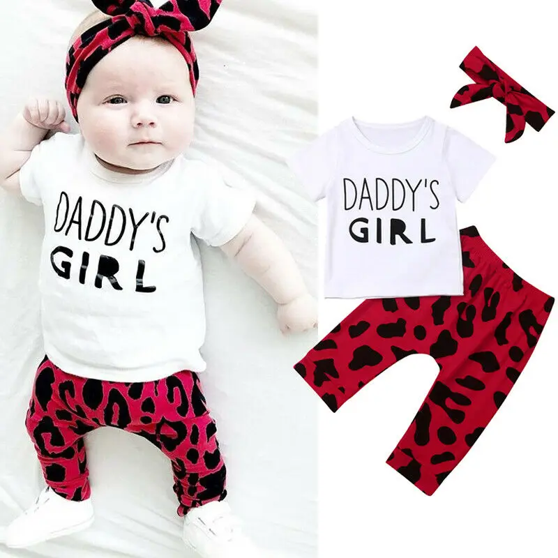 Emmaababy/Одежда для новорожденных девочек белая футболка топ + леопардовые штаны