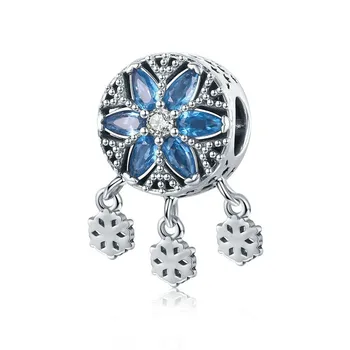 

925 Sterling Silver Snowflakes Ice Flower Light CZ Charms Beads fit Bracelets & Necklace Jewelry Making SCC1100
