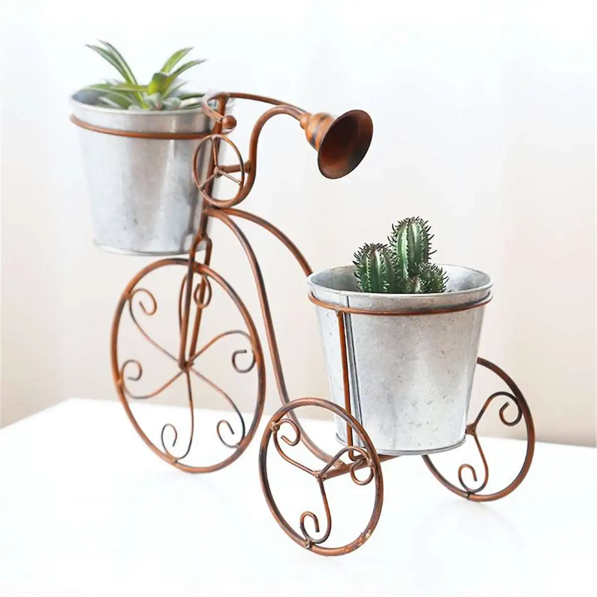 

European Wrought Iron Bicycles Flower Stand Flower Pot Creatives Desktop Planter Garden Pot Garden Supplies Home Decor Black