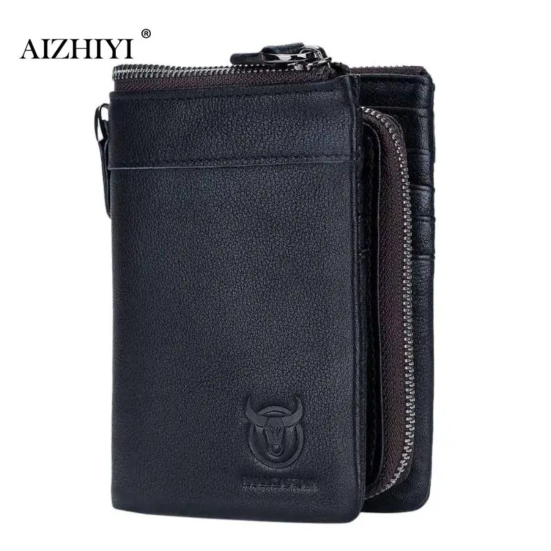 

BULLCAPTAIN Genuine Leather Wallet Fashion Multi-slot Short Bifold Casual Soild Men Wallets Coin Pocket Purses Male Money Bag