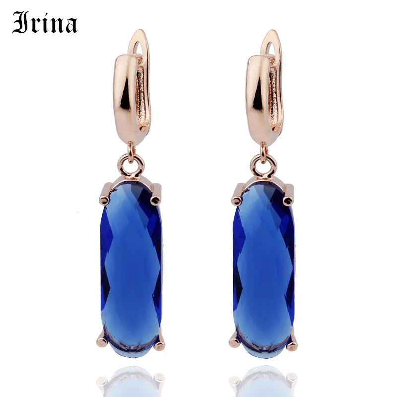 

Irina Fashion Jewelry Oval Earrings 1Pair Big Stone High Quality Drop Earring Zircon Valentines Day Gift