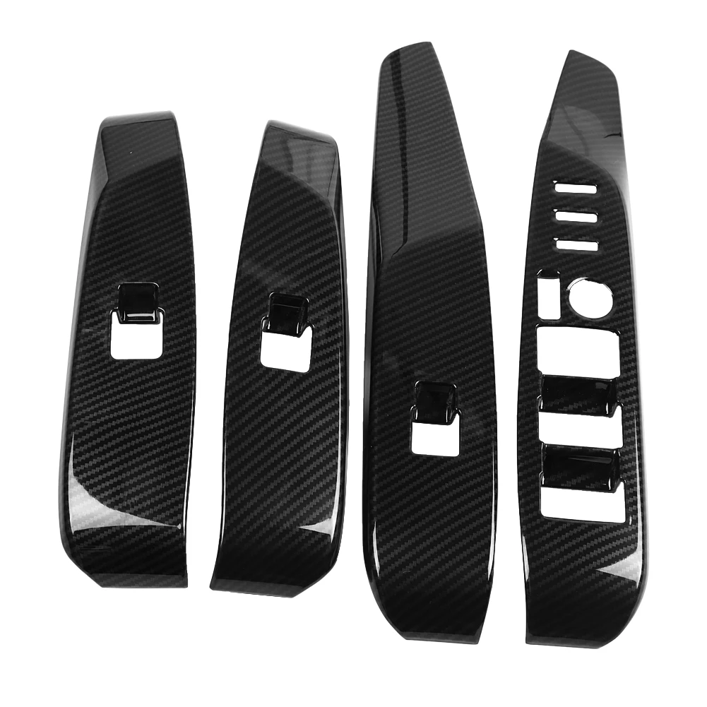 

4Pcs Car Window Lift Switch Panel Button Frame Cover Trim for Toyota Camry 2018 Carbon Fiber Color
