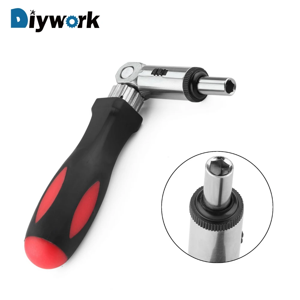 

DIYWORK 1/4 Inch Hex Wrench Screwdriver Socket Positive And Negative Direction 180 Degree Adjustable Ratchet Screwdriver