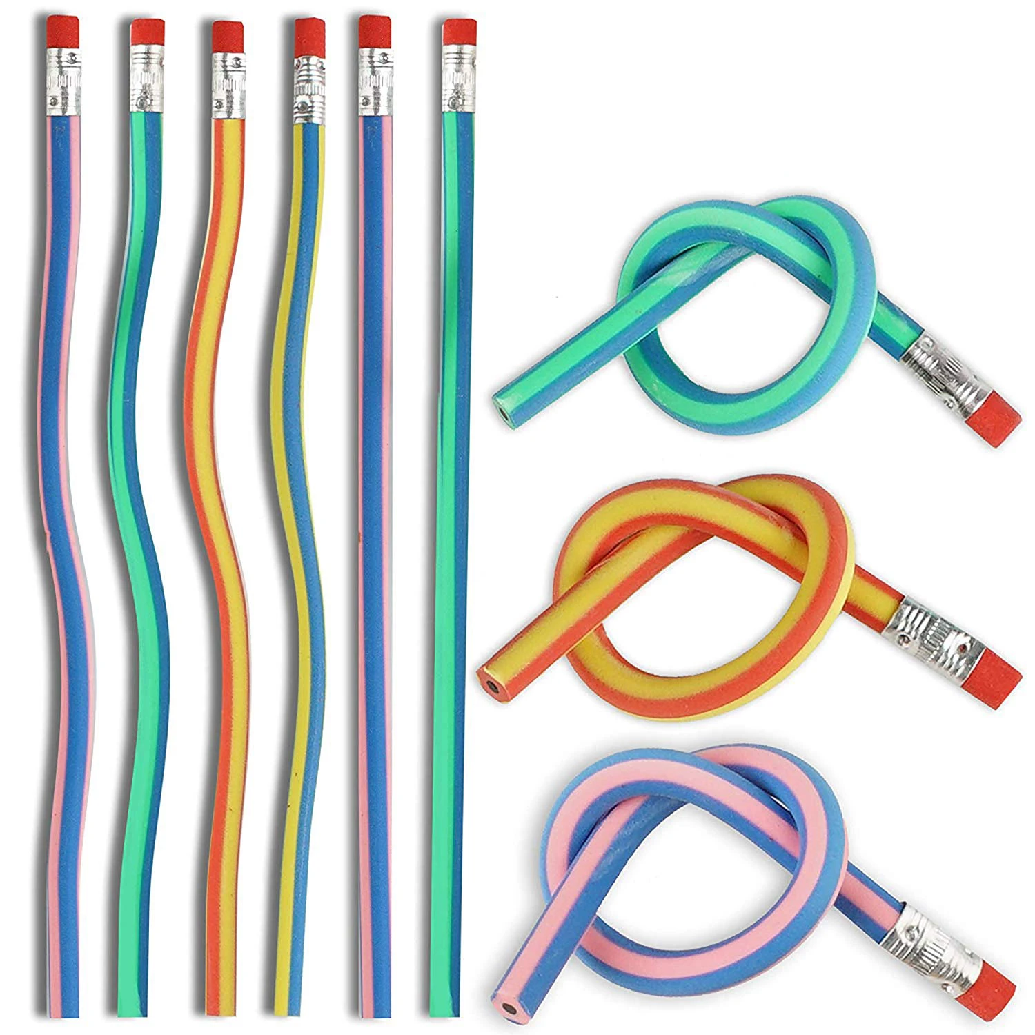 70 Pack - Soft Flexible Bendy Pencils 6 Assorted Colours perfect for Classrooms Prizes Party Gift Bag Fillers and More | Канцтовары для