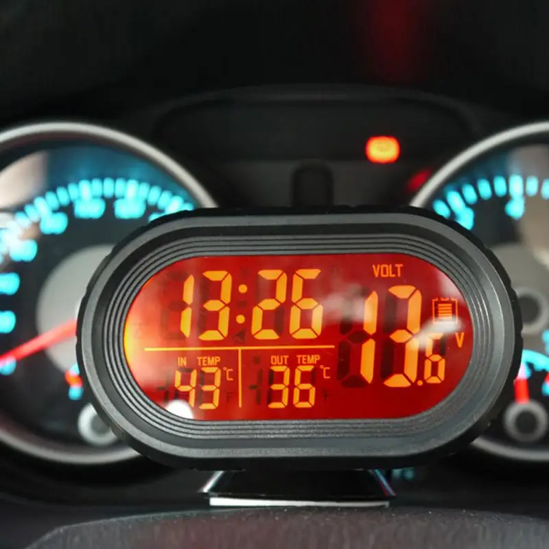 Горячая Автомобильное напряжение цифровое устройство для контроля состояния аккумулятора Будильник с ЖКД термометр Авто запасные части