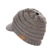 Модная вязаная шапка унисекс в стиле пэчворк с козырьком, Повседневная зимняя теплая шапочка-бини, 21 см, 8, 2 дюйма