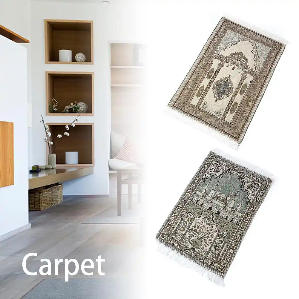 110cmx65cm Islamic Prayer Rug Soft Cotton Musallah Sejadah Carpet Janamaz Lux Floor Mats Prayer Blanket Vloerkleed Rugs