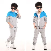 Детский спортивный костюм для бега, куртка с капюшоном+ штаны, Детская демисезонная одежда для маленьких мальчиков, спортивный костюм для 5, 7, 8, 10, 13 лет