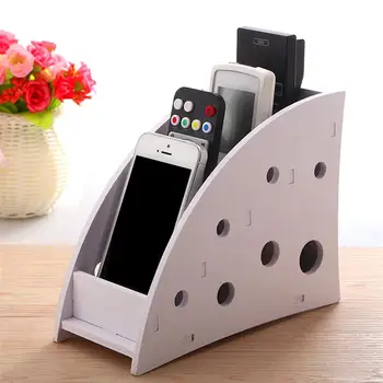 

1 pc Remote Control Storage Box Compartments PVC Space-saving Desktop Organizer Phone Holder Container for Home Office