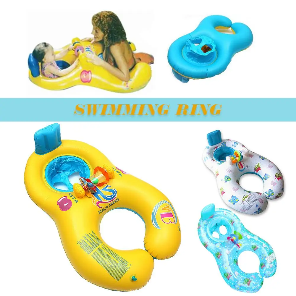 

Children's Swimming Ring Parent-child Double Interactive Mother Child Thickened Inflatable Multi Color Ring Cartoon Lifebuoy Sea