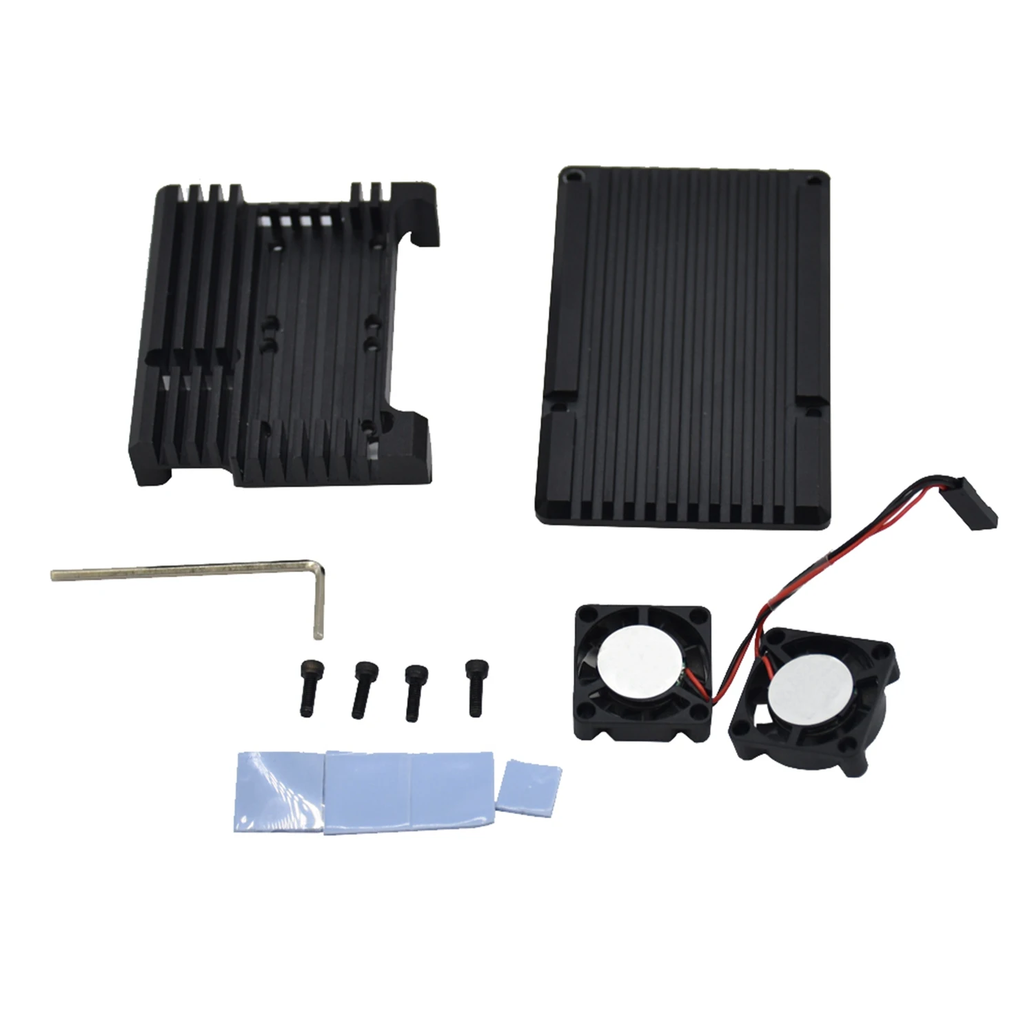 

HOT-New!Raspberry Cnc Aluminum Alloy Armor Case With Cooling Heatsink Dual Fan For Raspberry Pi 3 Model B/Pi 3 B+(Plus)