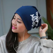 Модная Осенняя шапка бини для женщин Череп Шапочка-тюрбан буквы мужские вязаные шапки хлопок хеджирования шапка после химиотерапии легкая шапка