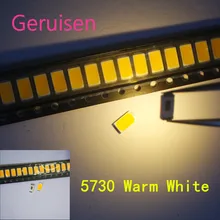 5630 smd 2000 pces led 5730 branco quente baixo-mid power diodos 0.5 w 45-60lm cct: 4000-4500 k i (ma): 150ma chip frete grátis branco quente