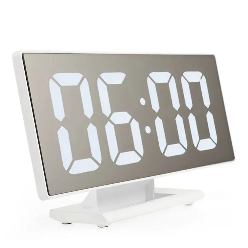 

New Upgrate Digital Alarm Clock LED Mirror Clock Multifunction Snooze Display Time Night Led Table Desktop alarm clock(white)