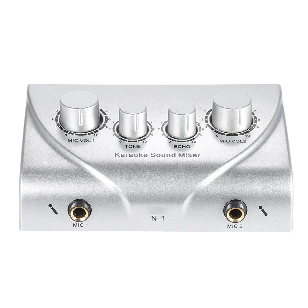 

LEORY Portable Dual Microphone Input KTV Karaoke Echo-Sound Mixer Sound System Mixer Dual Mic Inputs Amplifier Professional
