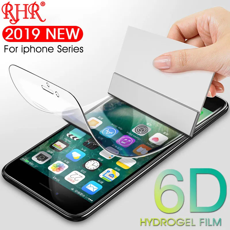 

RHR 6D Soft Screen Protector For iphone 6 6S 7 8 Plus X 10 Full Cover Hydrogel Film On The For iphone XS XR 6 7 Film Not Glass