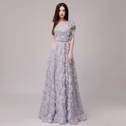 Vivian's Bridal 2019 Fashion 3d Lace Appliques Evening Dress Sexy One Shoulder Flower Feathers Ruffle Sleeve Women Party Dress Vivian's Bridal 2019 Fashion 3d Lace Appliques Evening Dress Sexy One Shoulder Flower Feathers Ruffle Sleeve Women Party Dress