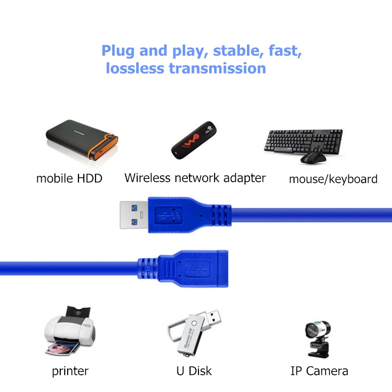 Rankman USB 3.0 Extension Cable USB 3.0 A Male to Female Data Sync Cord Extended Datum Cable Connector for PC Mouse U Disk HDD