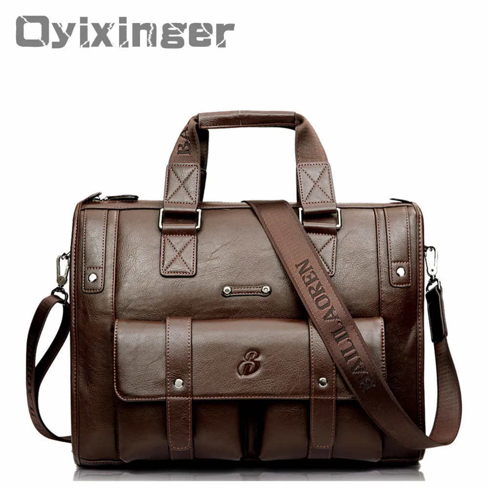  Large Capacity Men Leather Brown Briefcase Computer Bags Male Handbag Mens Laptop Super Travel Bags