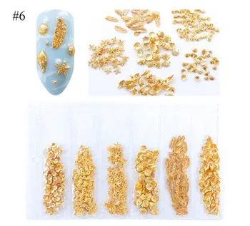 

Hot 300pcs Mixed 3D DIY Hollow Metal Frame Nail Art Decorations Gold Rivet Manicure Accessories DIY Shell Slider Nail Studs