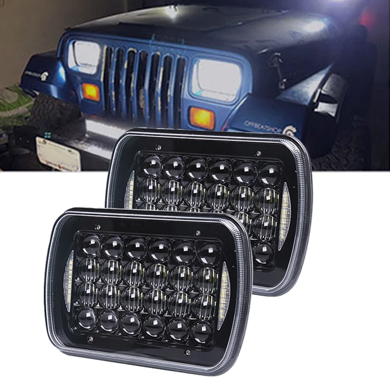 

H4 7X6" 5x7'Inch 24LED With DRL Headlight Bulbs Rectangular Off Road Headlamp For Jeep Offroad H6054 H5054 H6054LL 69822 6052/3