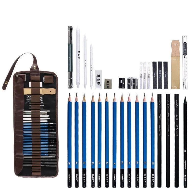 

Professional 2H 3H 4H 5H HB B 3B 4B 5B 6B 8B Wooden Sketch Pencil Set For Painting Drawing Art Supplies Artist Paint Pen 03158