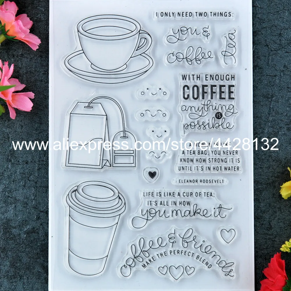 

Coffee Friends Heart Scrapbook DIY photo cards rubber stamp clear stamp transparent stamp 11x16cm 9020208
