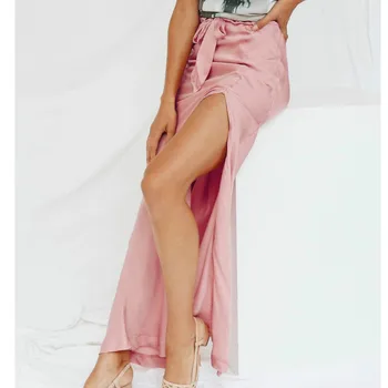 

Women OL Chiffion Long Skirts High Waist High Split Summer Fashion Skirts