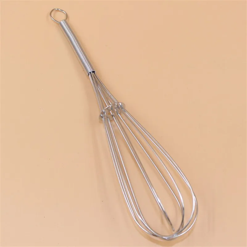 

Egg Beater Spring Handle Iron Mini Hand Hold Egg Mixer Cream Coffee Cake Household Blender Whisk Frother Health Protect