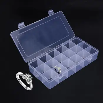 

18 Compartment Adjustable Plastic Ring Earrings Organizer Ear Studs Jewelry Display Stand Holder Rack Showcase Plate Jewelry Box