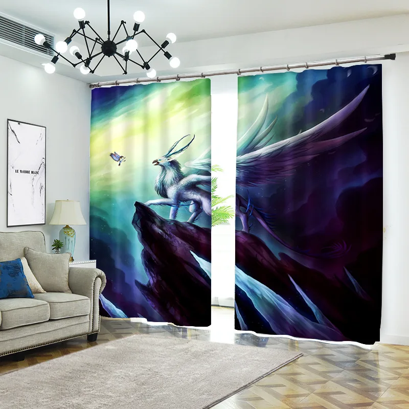 

beast 1set Digital print blackout curtains for window treatment blinds finished drapes window curtains Living room bedroom CU241