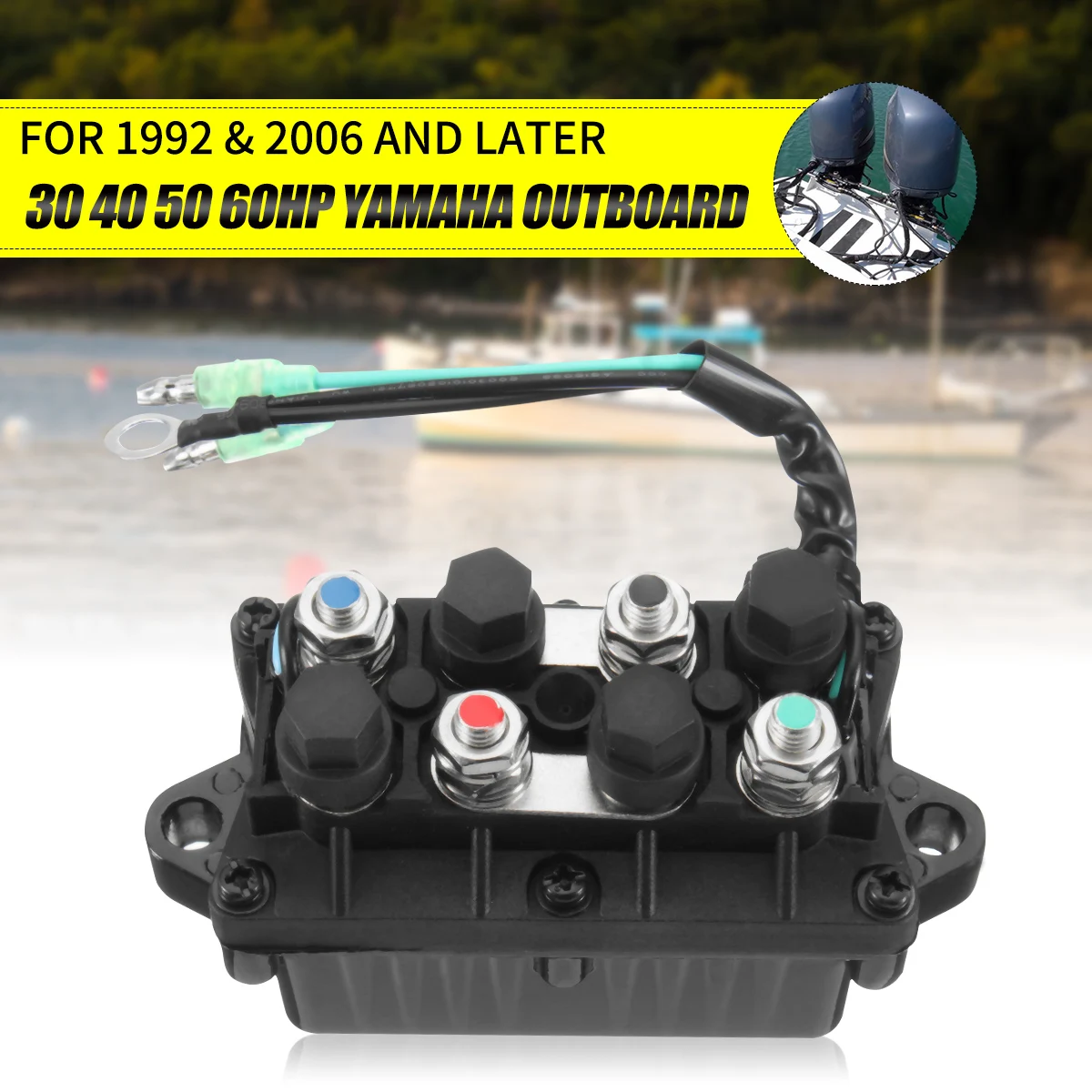

6H1-81950-00-00 3 Pin 12V+-20% Trim Relay Boat Motor Power for Yamaha 30-90HP Engine 120A Waterproof Aluminum Bronze+Plastic