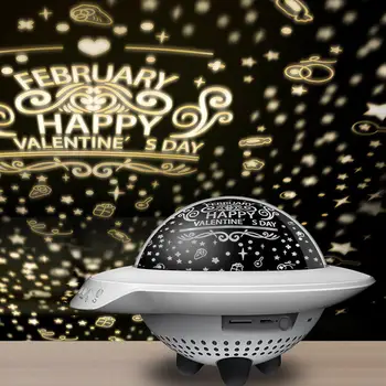 

Unique UFO Wireless Bluetooth Music Starry Star Projection Rotate LED Night Light for Children Kids Bedside Lamp Creative Gifts